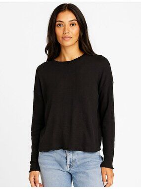 DYI Women's Long Sleeve Waffle Top Black Size Medium